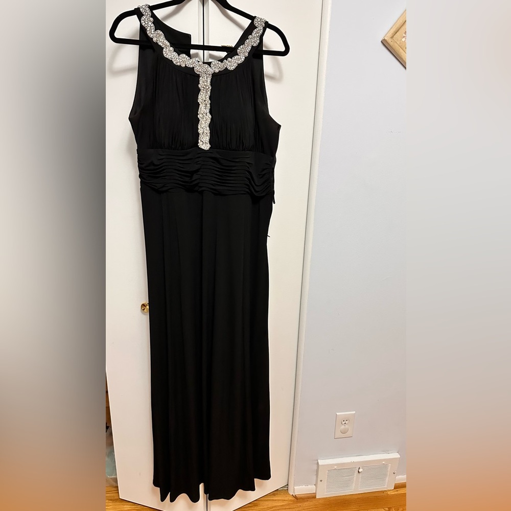 Black dress with custom sequence added to the top.